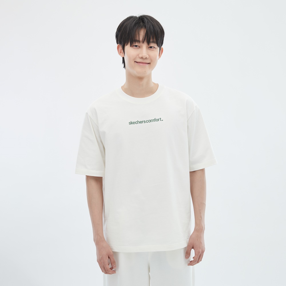 [스케쳐스 어패럴] 유니 컴포트 로고 코튼 니트 티셔츠