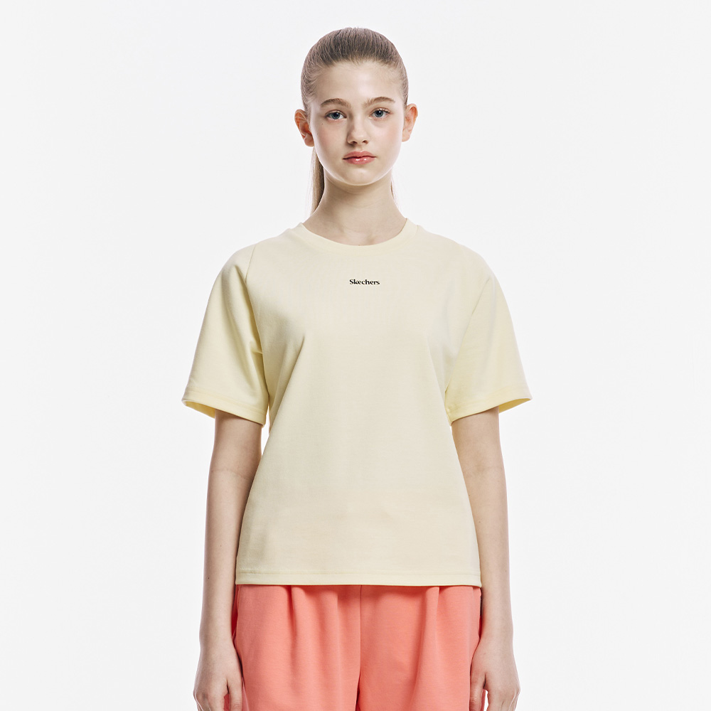 [스케쳐스 어패럴] 여성 더블 니트 반팔 티셔츠