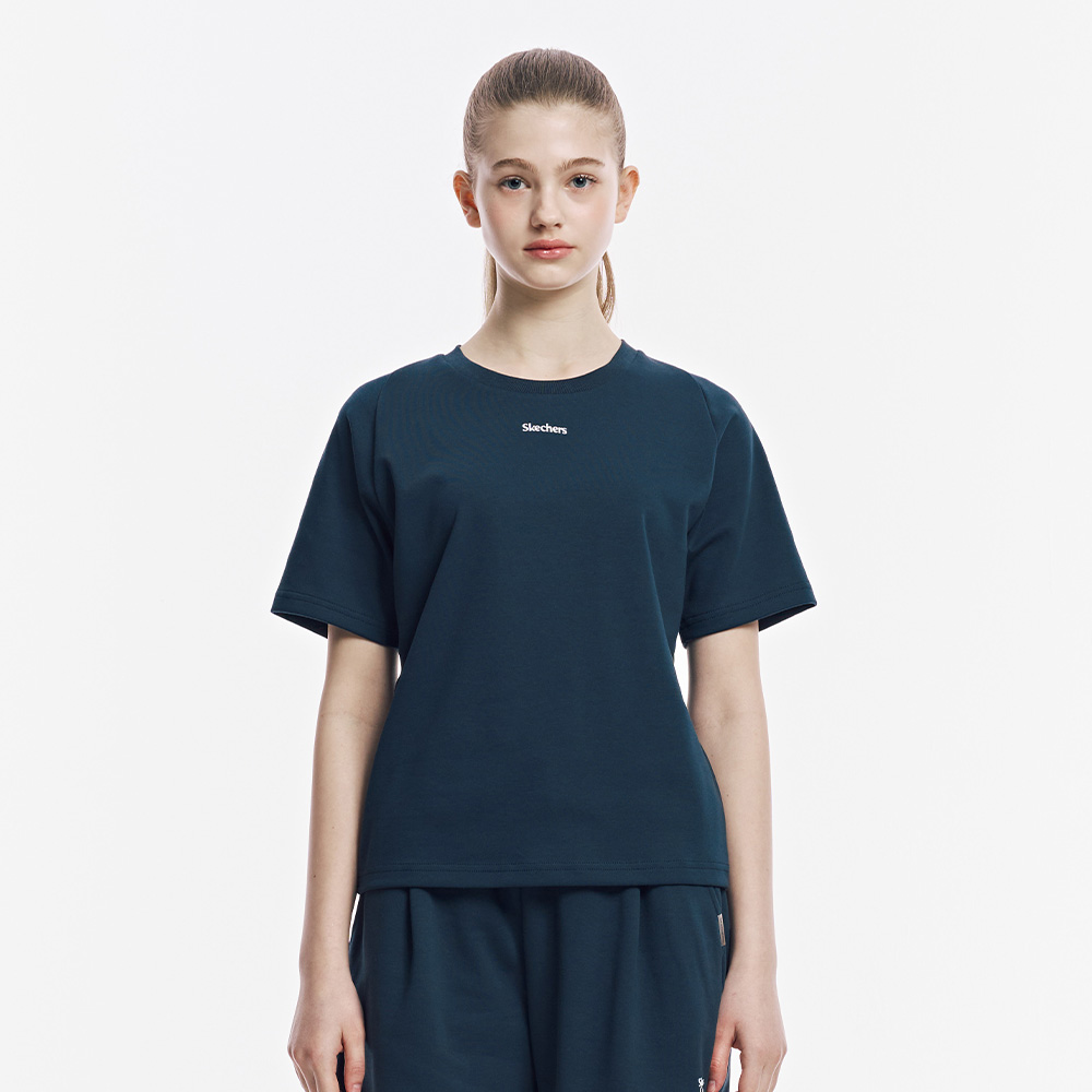 [스케쳐스 어패럴] 여성 더블 니트 반팔 티셔츠