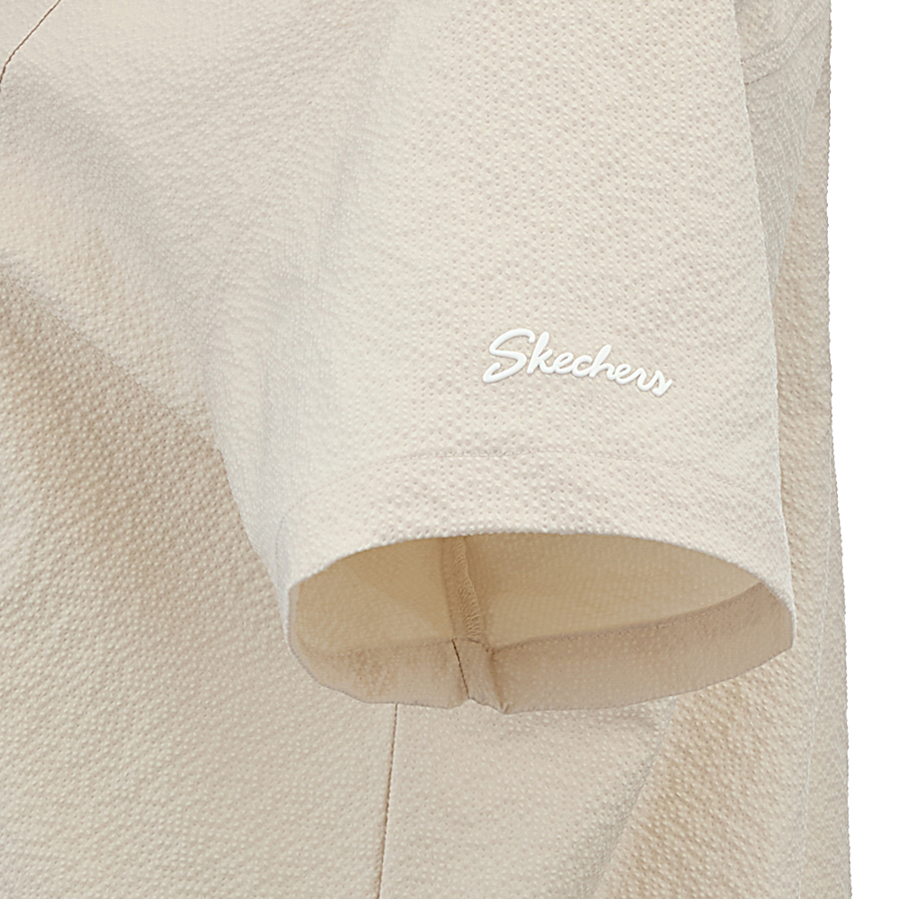 [스케쳐스 어패럴] 여성 시티 시어서커 반팔 후드 티셔츠