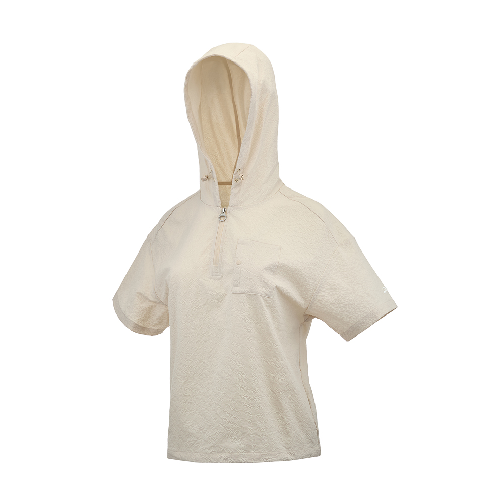 [스케쳐스 어패럴] 여성 시티 시어서커 반팔 후드 티셔츠