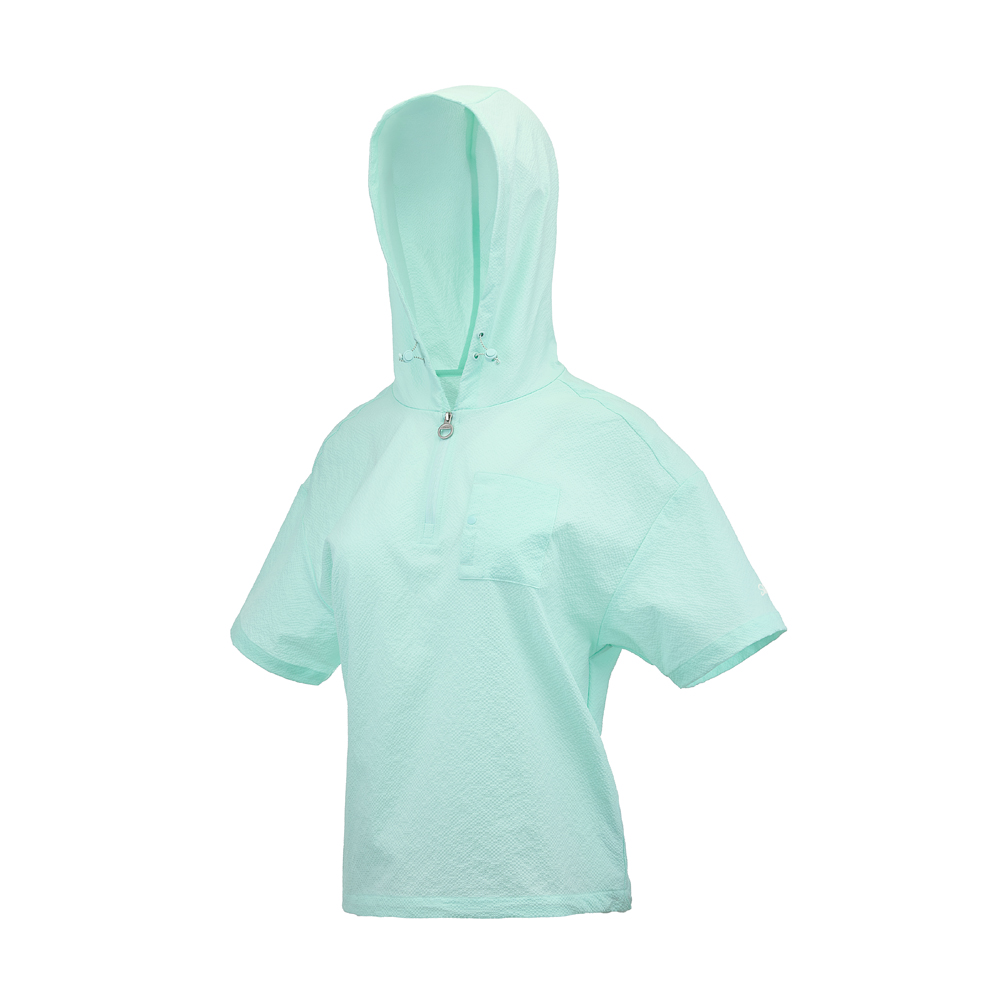 [스케쳐스 어패럴] 여성 시티 시어서커 반팔 후드 티셔츠